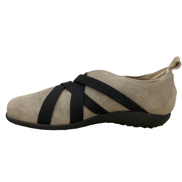 Naot Shoes Womens 9 Taupe Suede Elastic Strap Slip On Comfort Arch Support - Picture 6 of 11